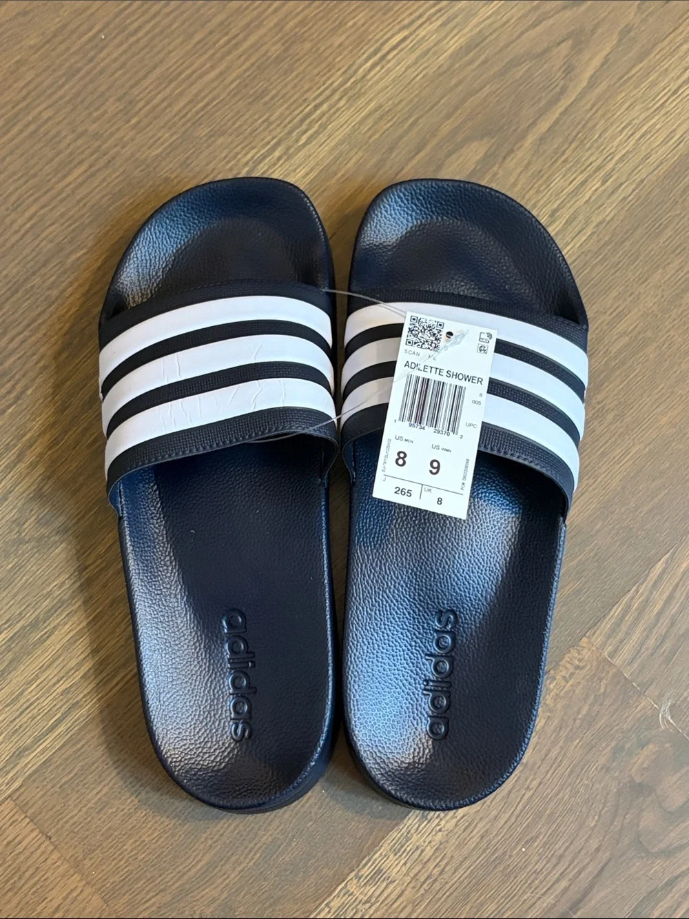 adidas Black and White Adilette Shower Slides size 8M